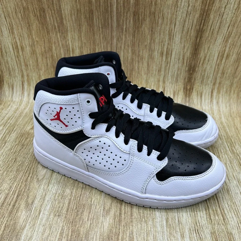Jordan Access Men's Size‎ 7 White Black University Red AR3762-101 Mid Top Shoes